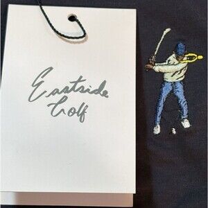 Eastside Golf Embroidered "Swingman" Medium NAVY Banded Cropped Tee Long Sleeve